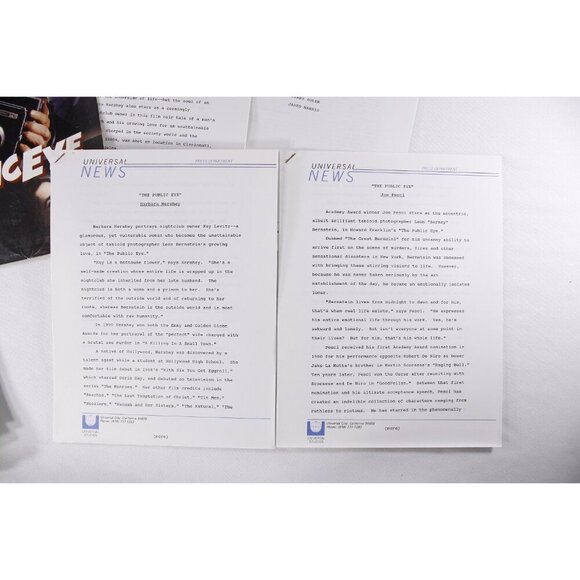 1992 Joe Pesci The Public Eye Movie press kit + 9 photo sheets (8x10) + - Picture 7 of 8